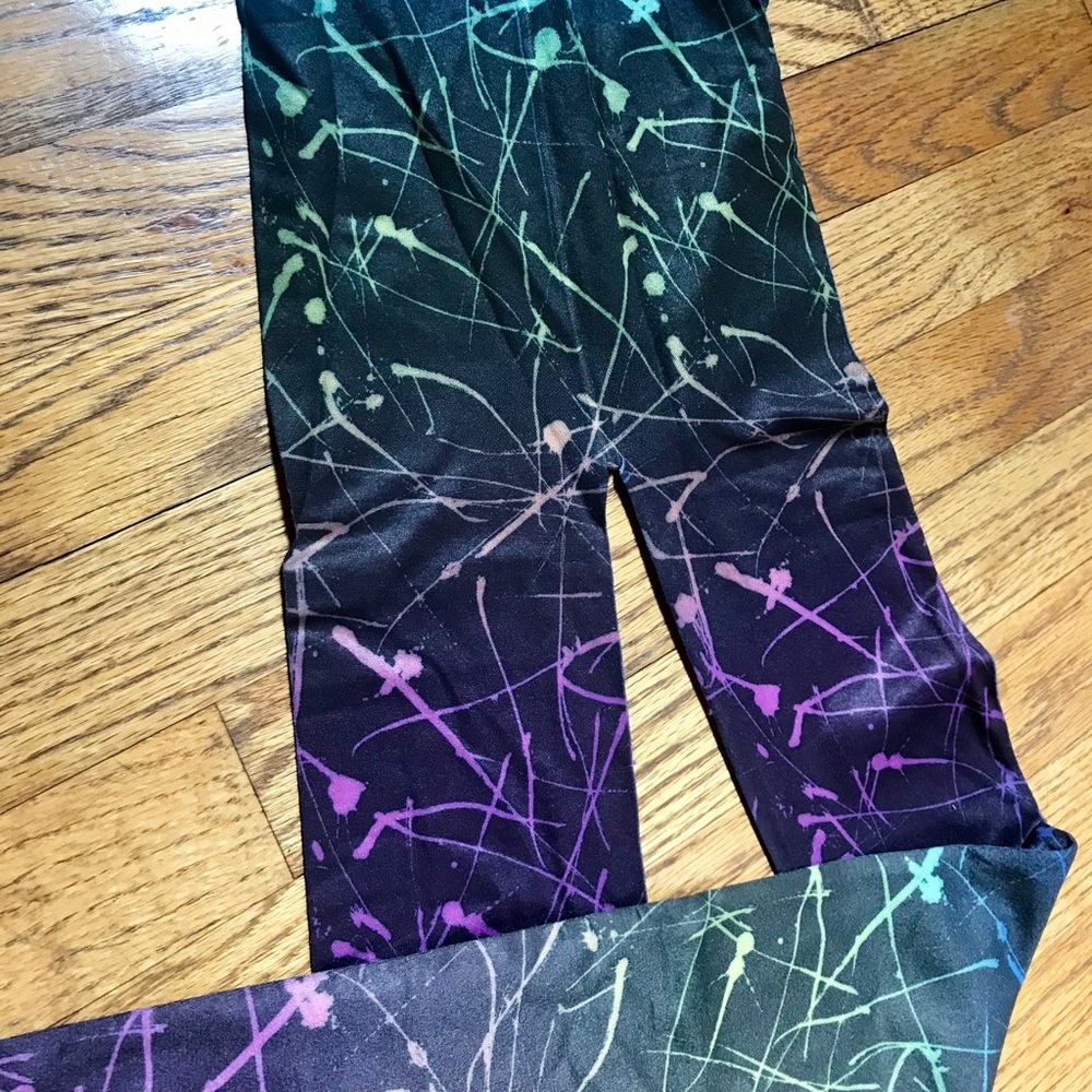 Neon paint splatter print opaque tights. New!  S/M - Picture 4 of 7